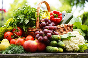 Fruits and vegetables in a basket